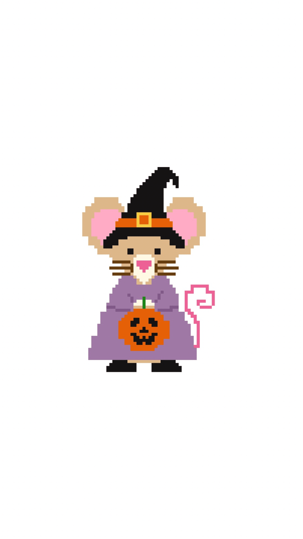 Halloween Witch Mouse printed needlepoint canvas - NeedleLittleStitchCo
