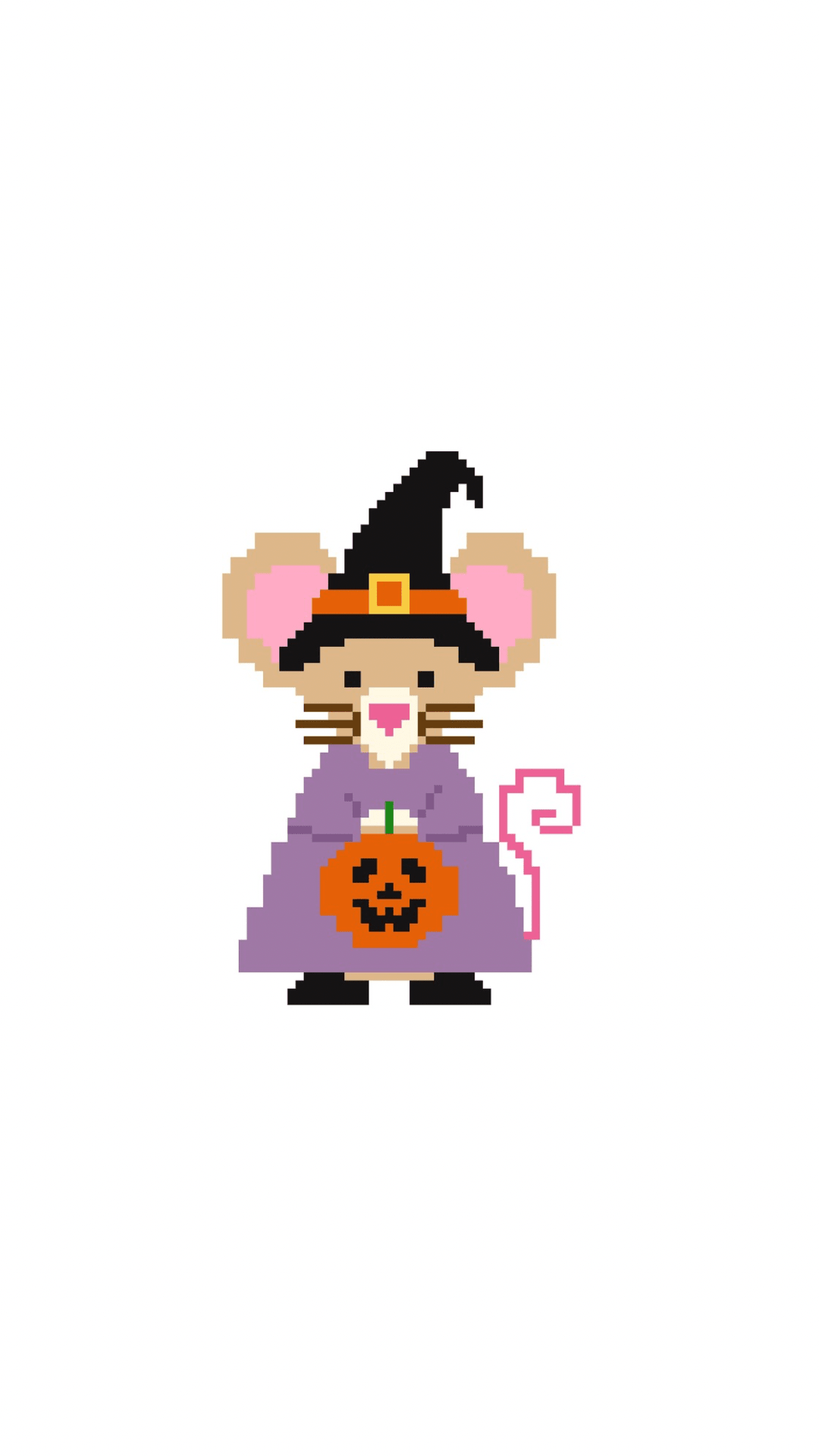 Halloween Witch Mouse printed needlepoint canvas - NeedleLittleStitchCo