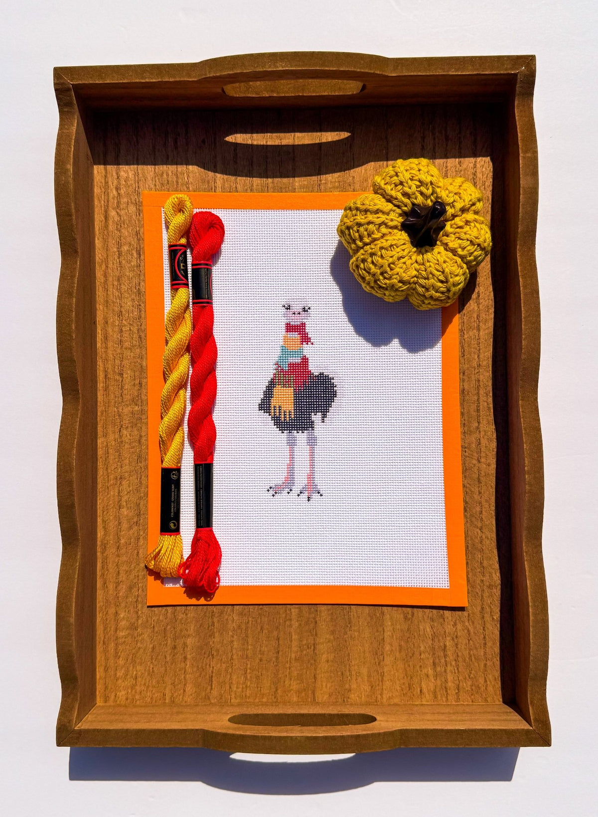 Fall Ostrich printed needlepoint canvas - NeedleLittleStitchCo