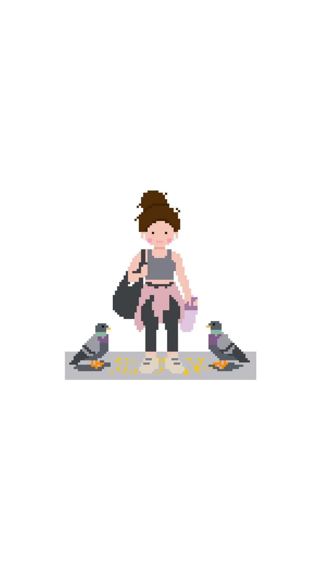 New York City Pigeon Friend in Workout Outfit printed needlepoint canvas - NeedleLittleStitchCo