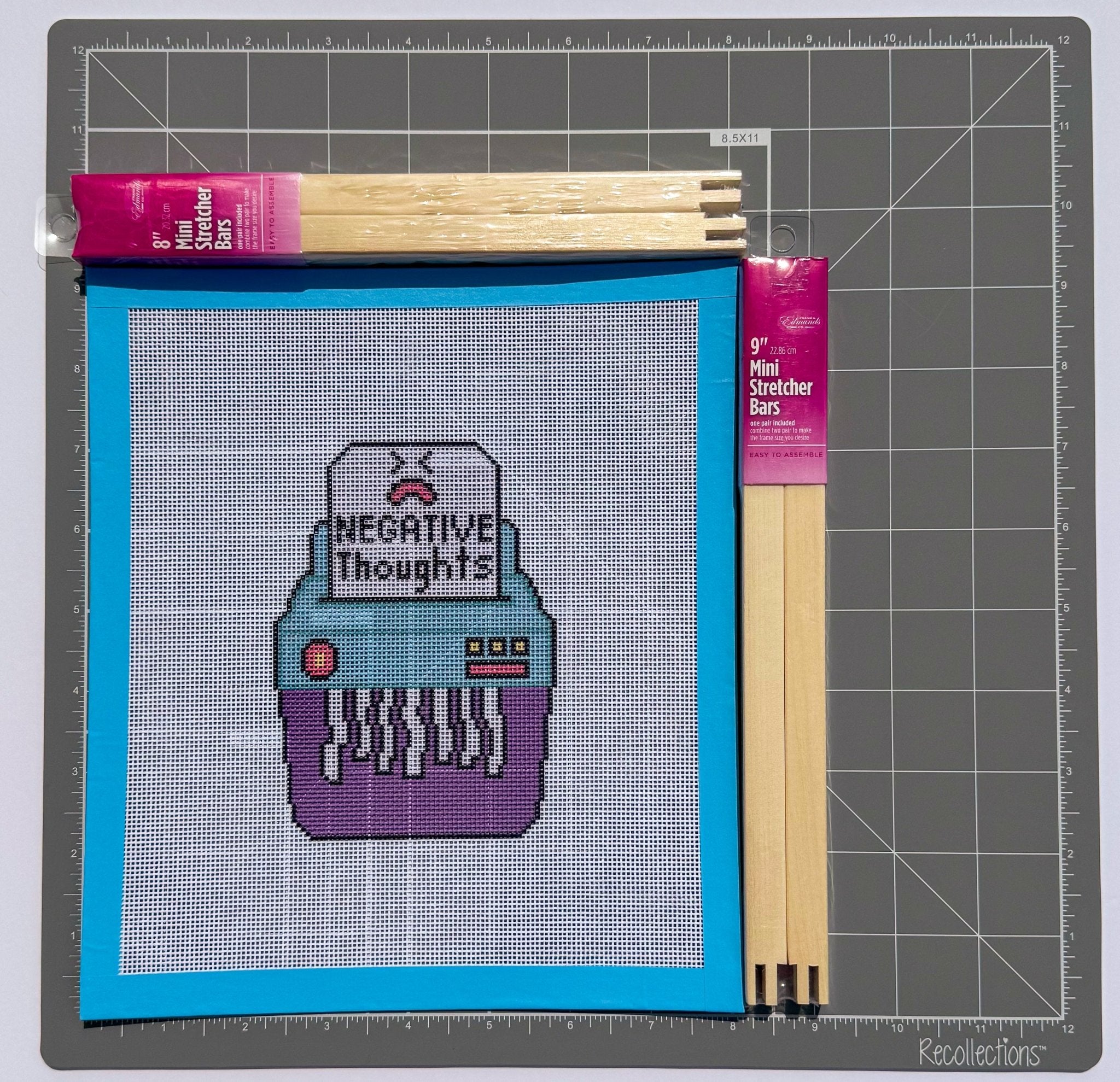 Negative Thoughts Shredder printed needlepoint canvas - NeedleLittleStitchCo