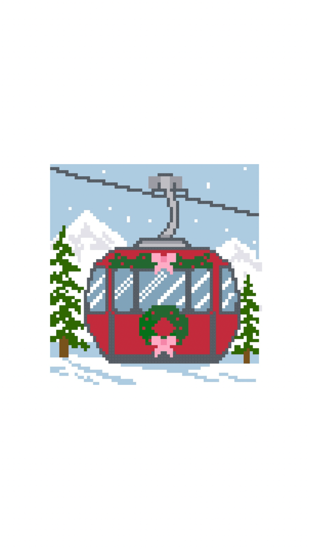 Christmas Ski Gondola printed needlepoint canvas - NeedleLittleStitchCo