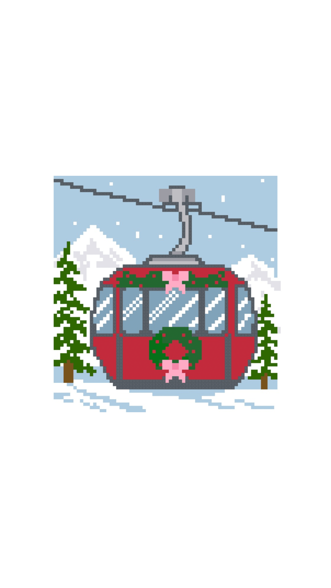 Christmas Ski Gondola printed needlepoint canvas - NeedleLittleStitchCo