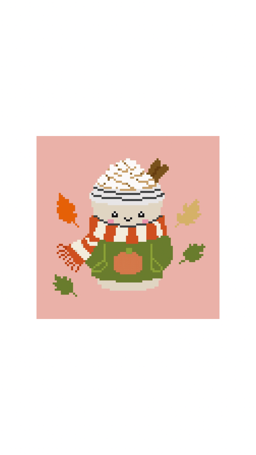 Pumpkin Spice Latte printed needlepoint canvas - NeedleLittleStitchCo