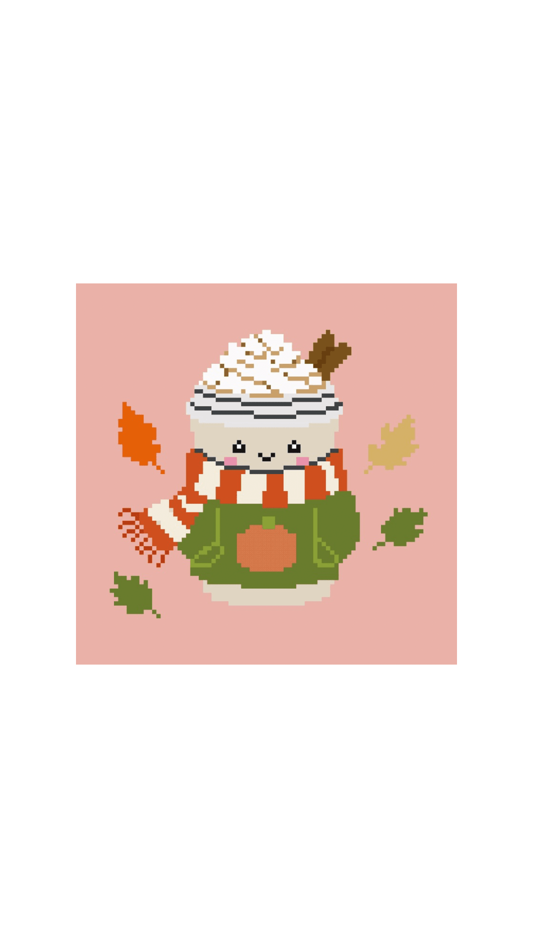 Pumpkin Spice Latte printed needlepoint canvas - NeedleLittleStitchCo