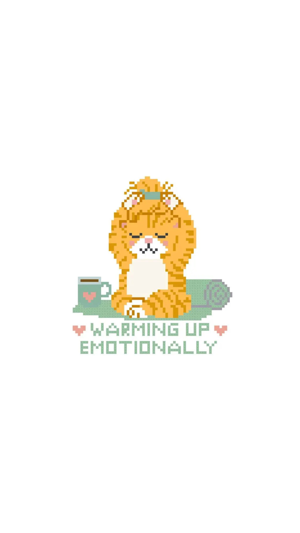 Warming Up Emotionally Orange Cat Yoga printed needlepoint canvas - NeedleLittleStitchCo