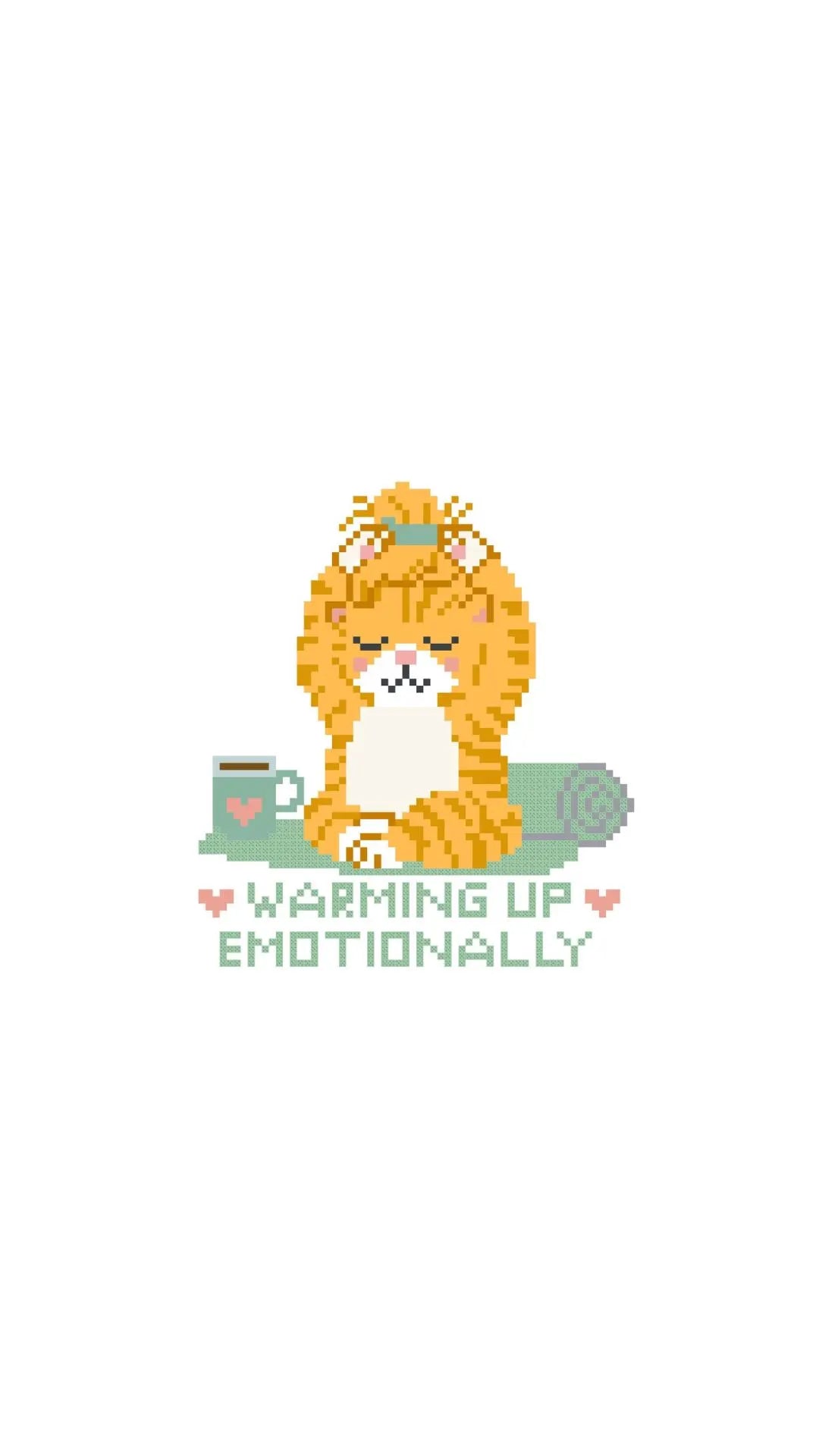 Warming Up Emotionally Orange Cat Yoga printed needlepoint canvas - NeedleLittleStitchCo