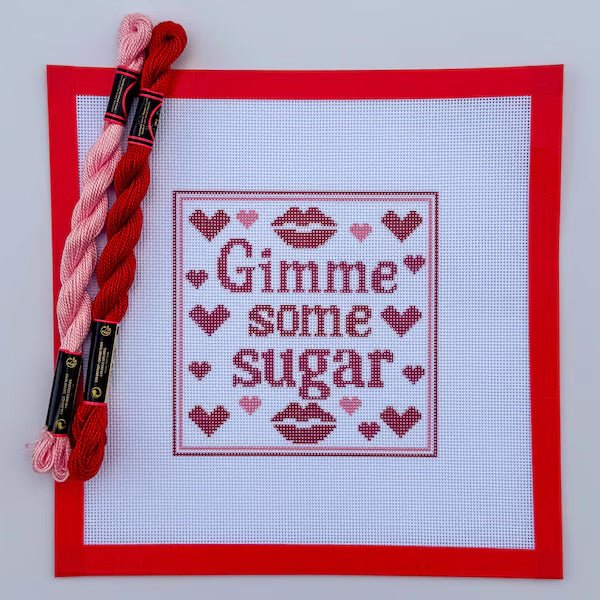 Gimme Some Sugar Sign printed needlepoint canvas - NeedleLittleStitchCo