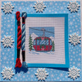 Christmas Ski Gondola printed needlepoint canvas - NeedleLittleStitchCo