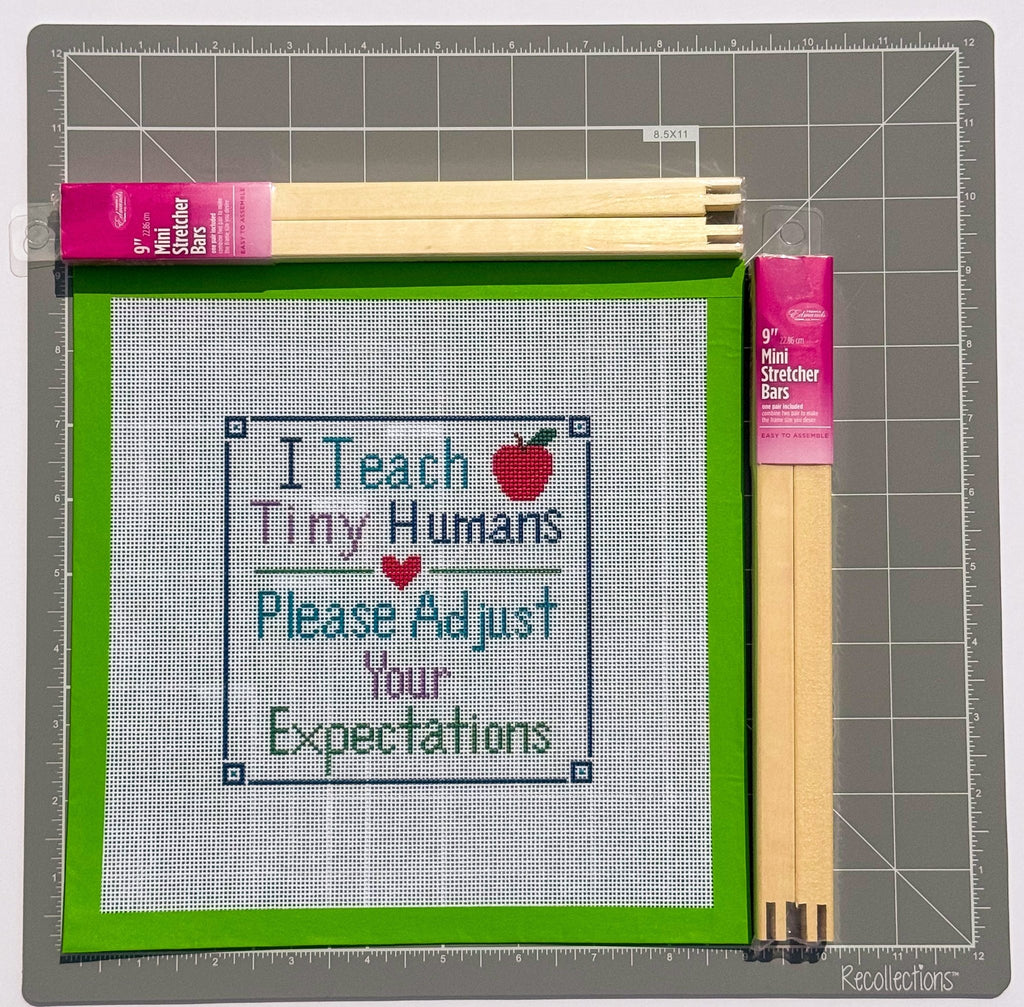 Teach Tiny Humans printed needlepoint canvas - NeedleLittleStitchCo
