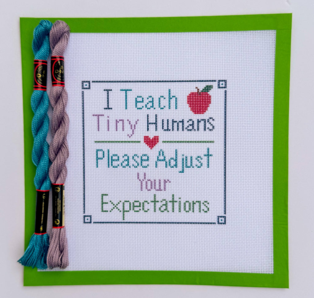 Teach Tiny Humans printed needlepoint canvas - NeedleLittleStitchCo