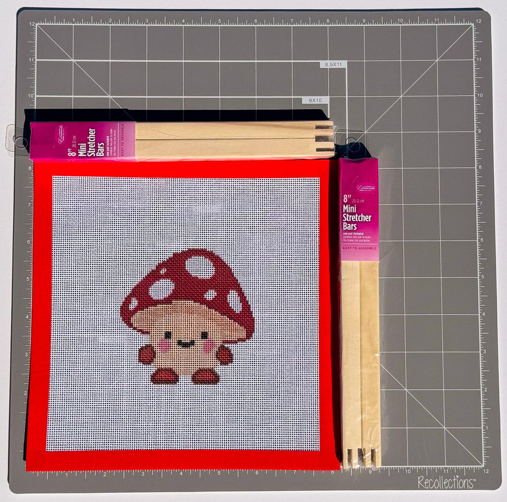 Merry Littles Collection Mushroom printed needlepoint canvas - NeedleLittleStitchCo