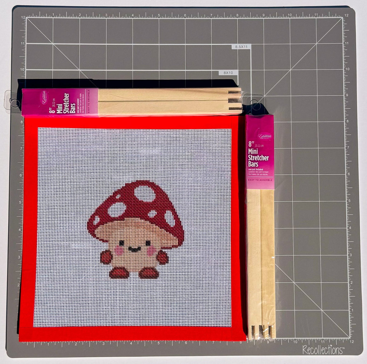 Merry Littles Collection Mushroom printed needlepoint canvas - NeedleLittleStitchCo