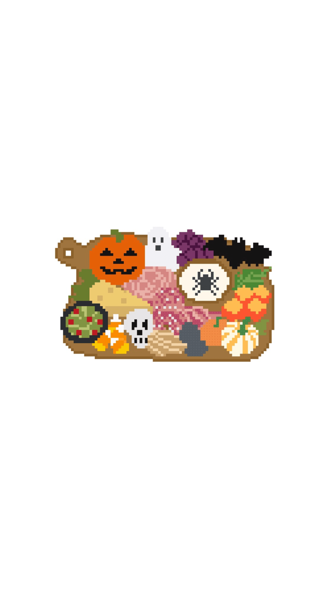 Halloween Charcuterie Board printed needlepoint canvas - NeedleLittleStitchCo