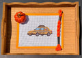 New York City Taxi with Pumpkin printed needlepoint canvas - NeedleLittleStitchCo