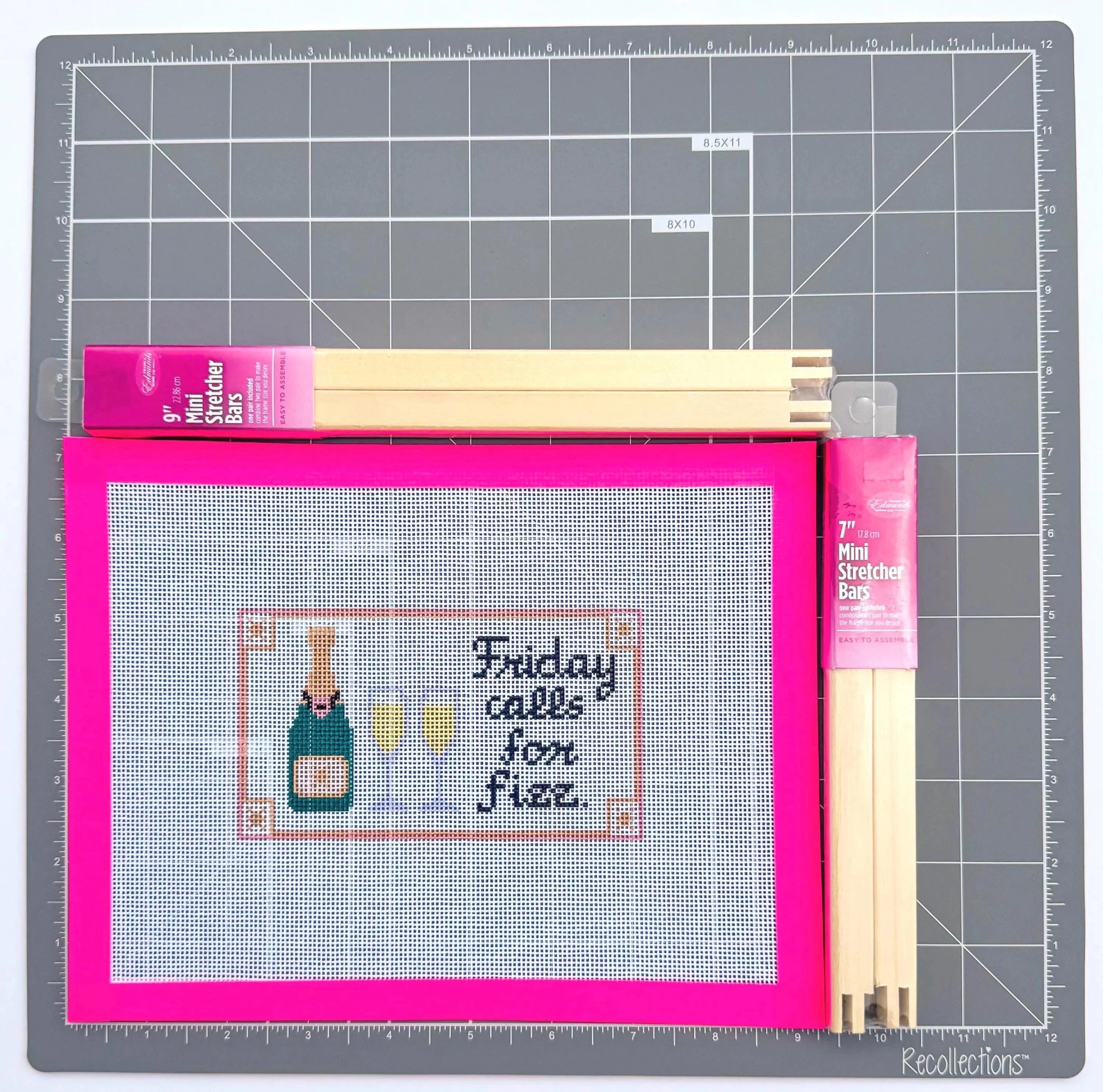 British Friday Calls for Fizz Champagne Sign printed needlepoint canvas - NeedleLittleStitchCo