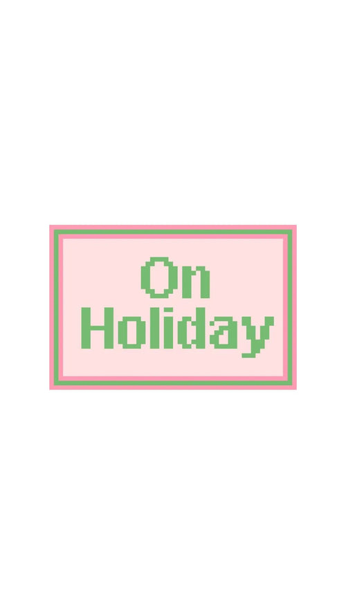 British On Holiday Luggage Tag printed needlepoint canvas - NeedleLittleStitchCo