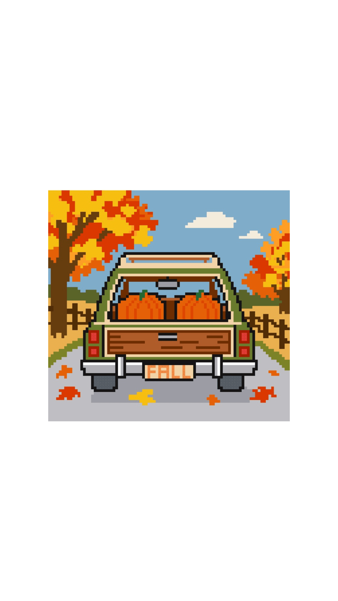 Station Wagon with Pumpkins printed needlepoint canvas - NeedleLittleStitchCo