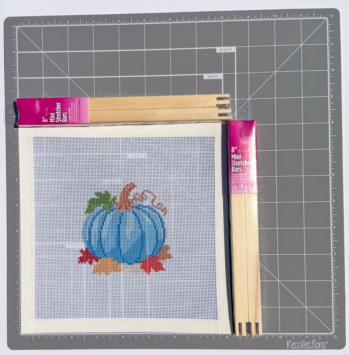 Blue Pumpkin printed needlepoint canvas - NeedleLittleStitchCo
