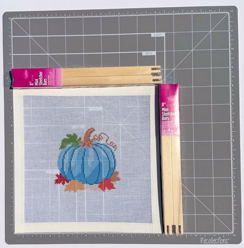 Blue Pumpkin printed needlepoint canvas - NeedleLittleStitchCo