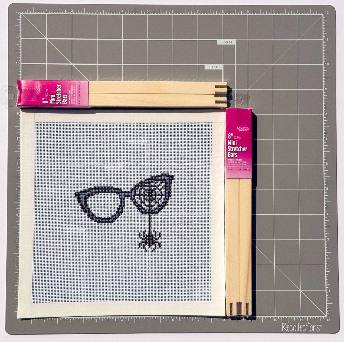 Witch's Spectacles printed needlepoint canvas - NeedleLittleStitchCo