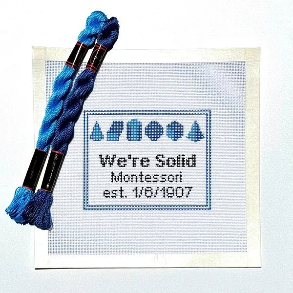 Montessori We're Solid Geometric Solids Sign printed needlepoint canvas - NeedleLittleStitchCo