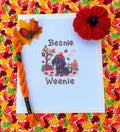 Dachshund Dog in Fall Beanie Hat printed needlepoint canvas - NeedleLittleStitchCo
