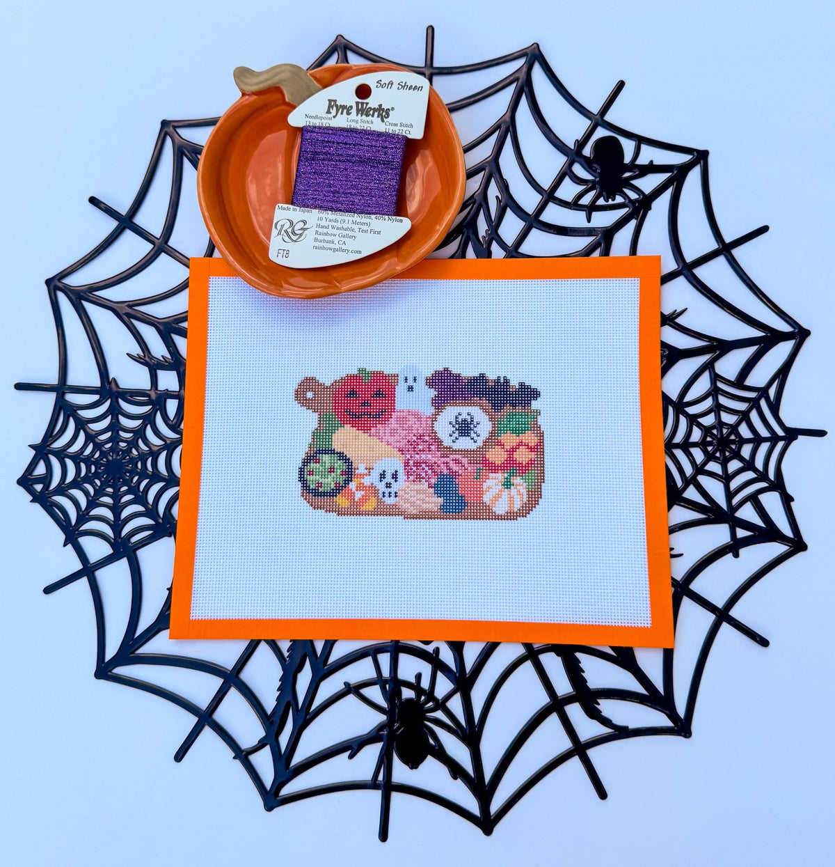 Halloween Charcuterie Board printed needlepoint canvas - NeedleLittleStitchCo