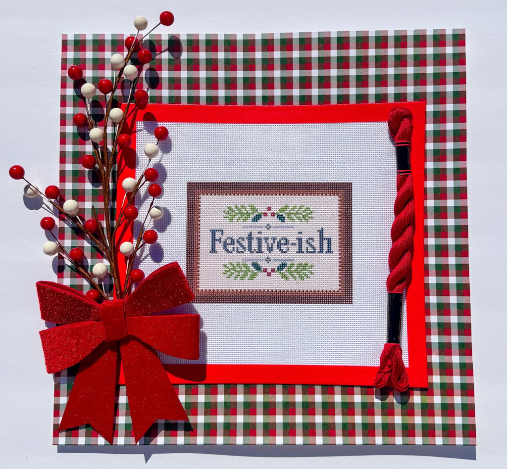 Festive-ish printed needlepoint canvas - NeedleLittleStitchCo