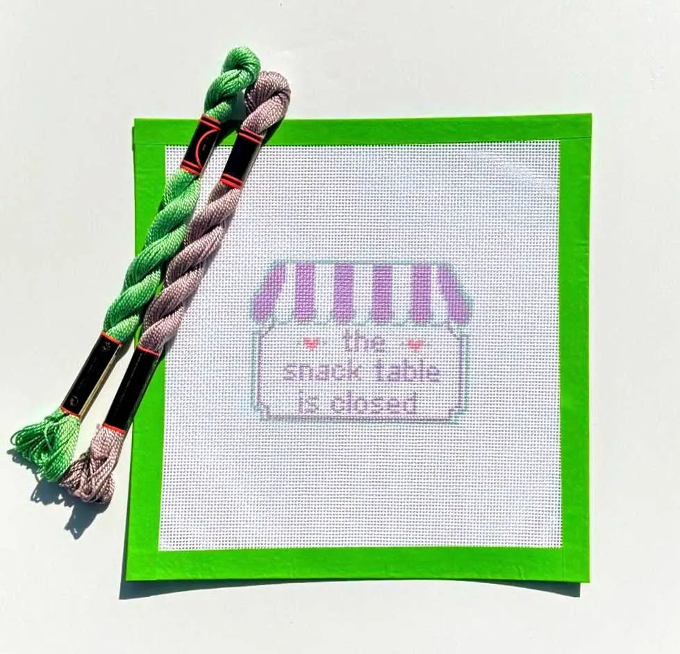 Montessori The Snack Table is Closed Funny Sign printed needlepoint canvas - NeedleLittleStitchCo