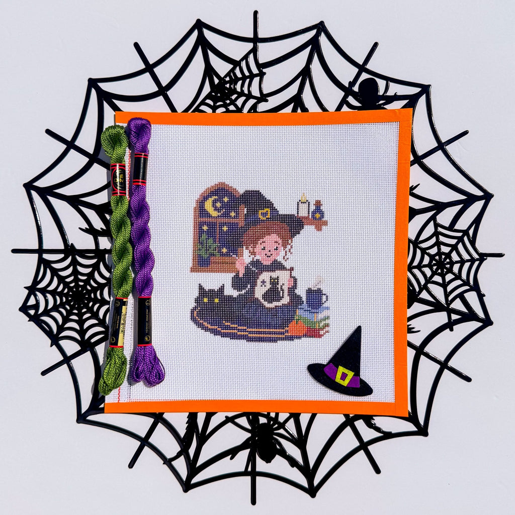 Stitchy Witchy printed needlepoint canvas - NeedleLittleStitchCo