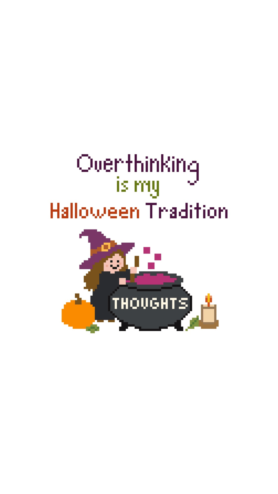 Overthinking Halloween Witch printed needlepoint canvas - NeedleLittleStitchCo