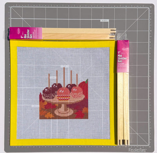 Candy and Caramel Apples printed needlepoint canvas - NeedleLittleStitchCo