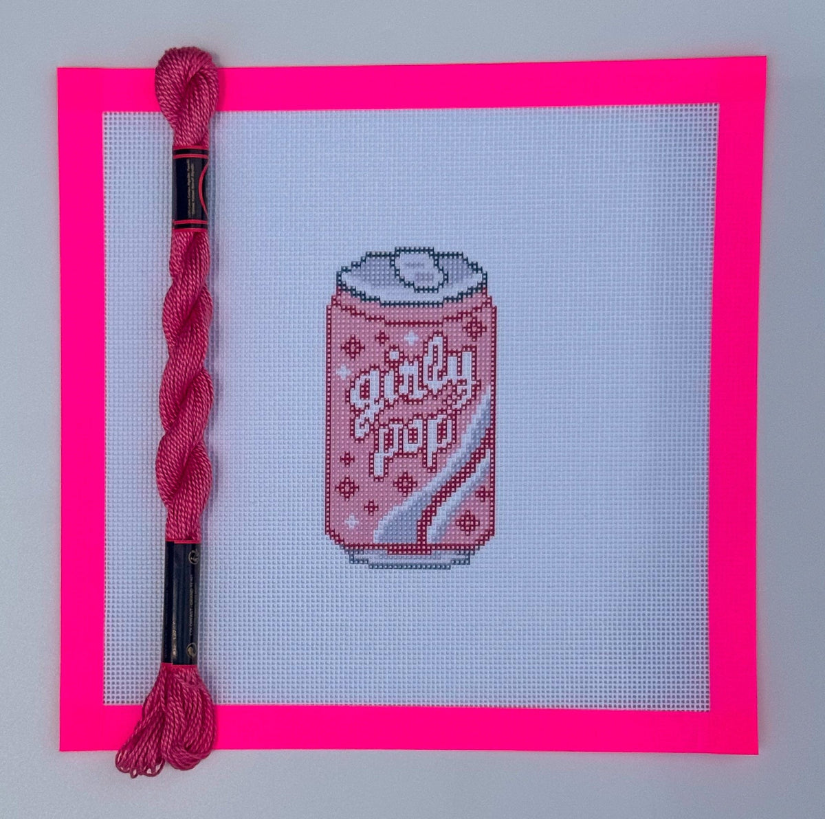 Girly Pop Soda Can printed needlepoint canvas - NeedleLittleStitchCo
